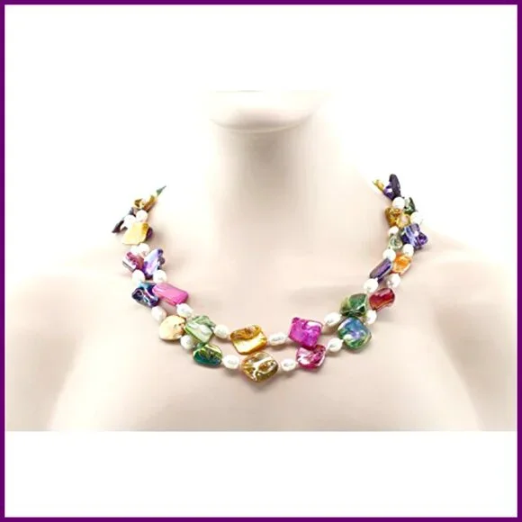 46 Inch Cultured Freshwater Pearl Necklace, Simulated Shell Pearls, Women's